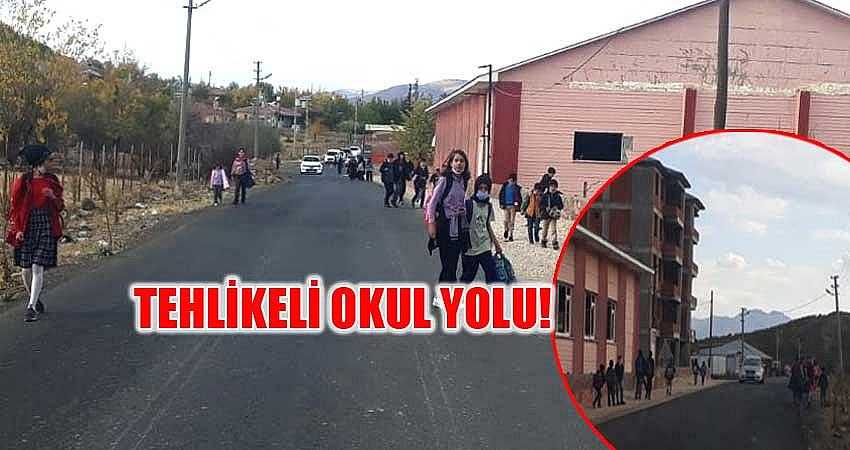 TEHLİKELİ OKUL YOLU!